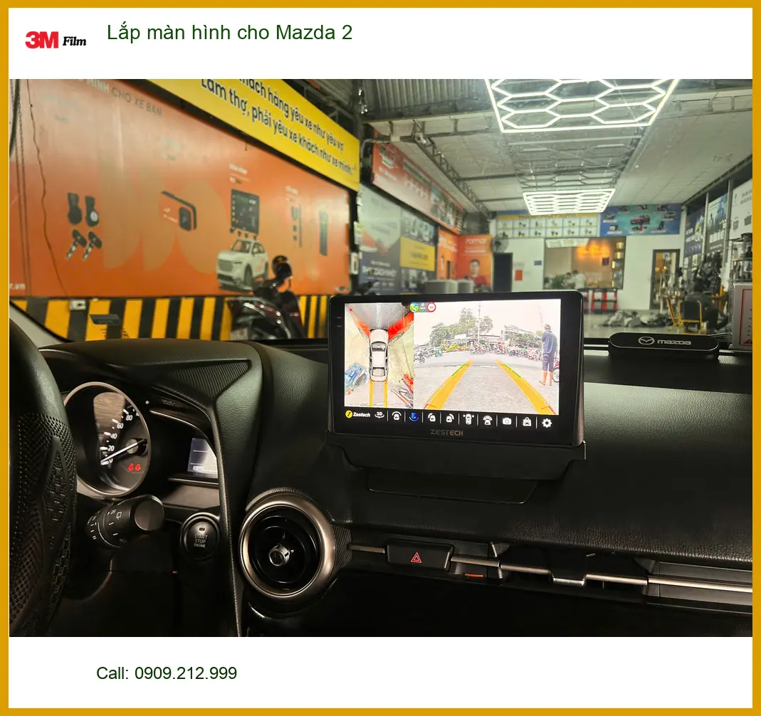 Chị Thảo lắp màn hình cho Mazda 2 Quận Bình Tân vì màn zin thiếu tính năng giải trí
