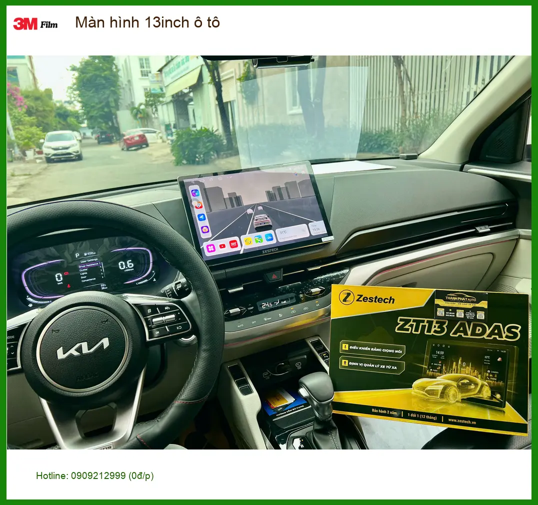 Chị Thanh lắp màn hình 13inch ô tô Hyundai Accent tại Quận 12 để trải nghiệm công nghệ mới