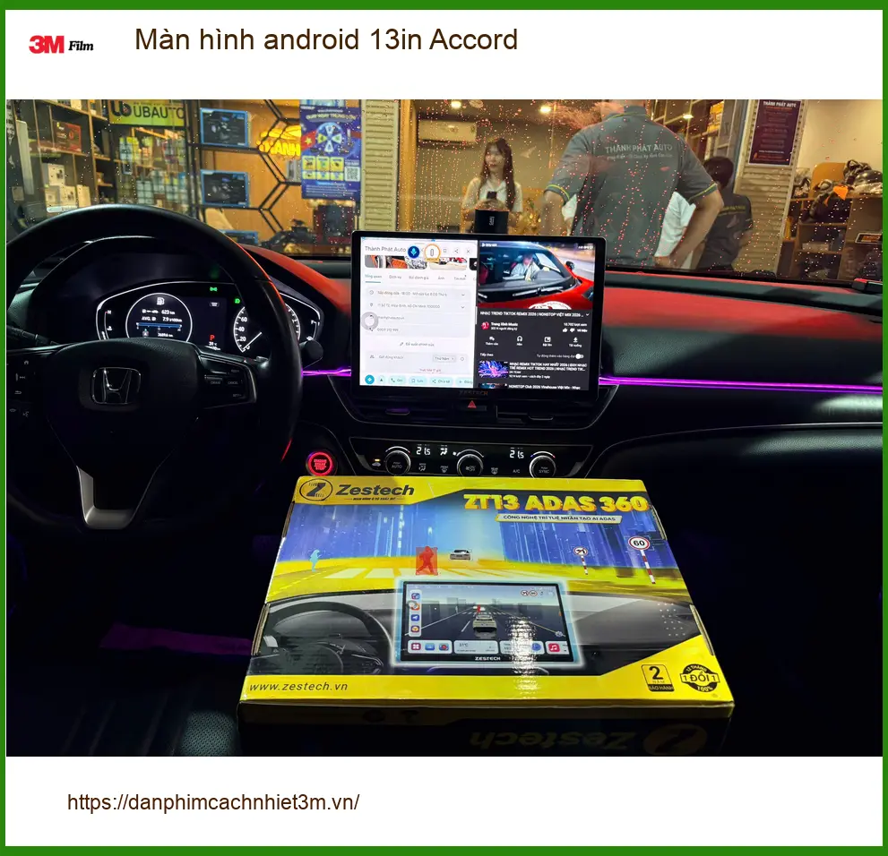 Anh Đạt lắp màn hình Android 13 inch cho Accord tại Quận 5 để xem bản đồ