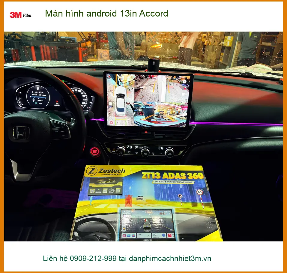 Anh Đạt lắp màn hình Android 13 inch cho Accord tại Quận 5 để xem bản đồ ảnh thực tế 3