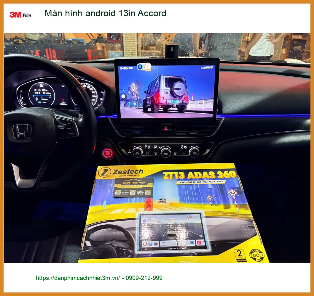 Anh Đạt lắp màn hình Android 13 inch cho Accord tại Quận 5 để xem bản đồ ảnh thực tế 5