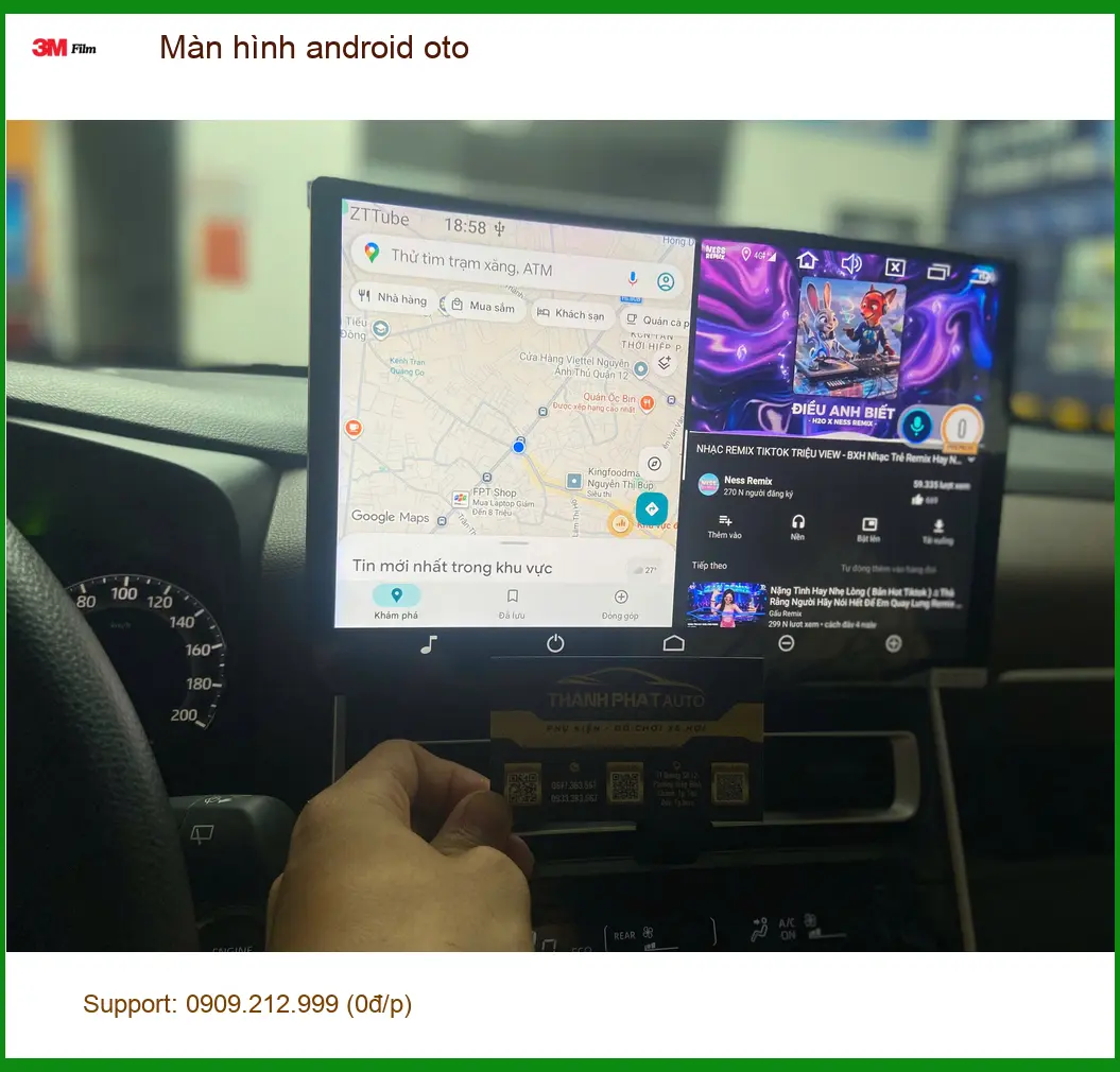 Anh Minh lắp màn hình Android ô tô Mazda 3 tại Quận 9 xem YouTube, bản đồ ảnh thực tế 3
