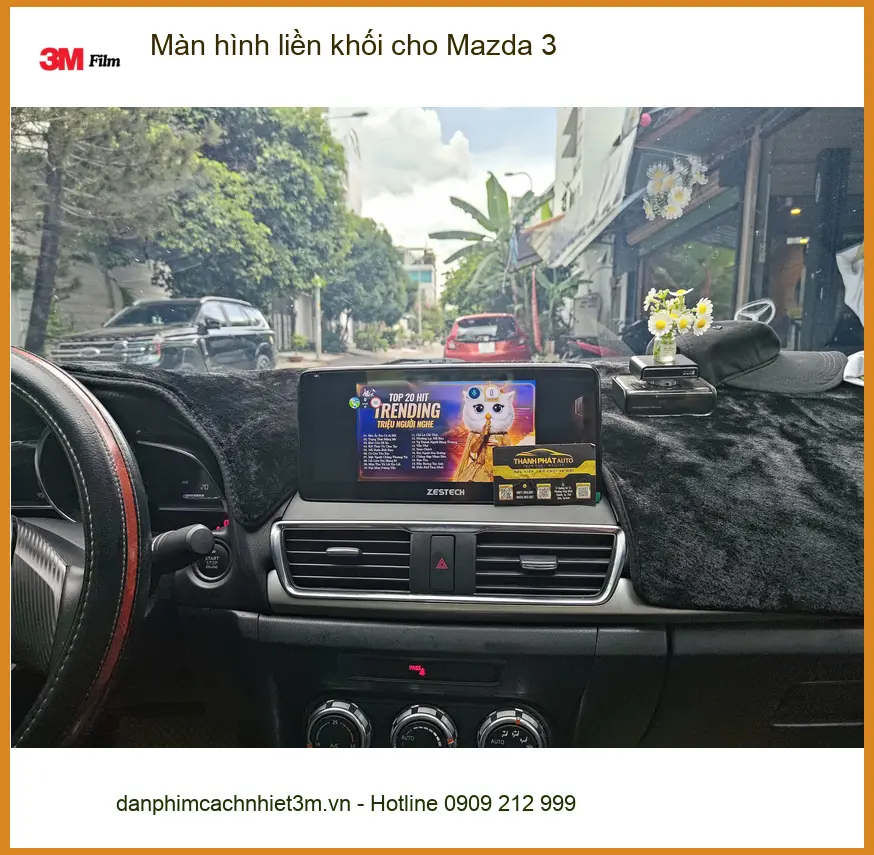 Anh Minh lắp màn hình liền khối cho Mazda 3 tại Củ Chi để nâng cấp trải nghiệm giải trí
