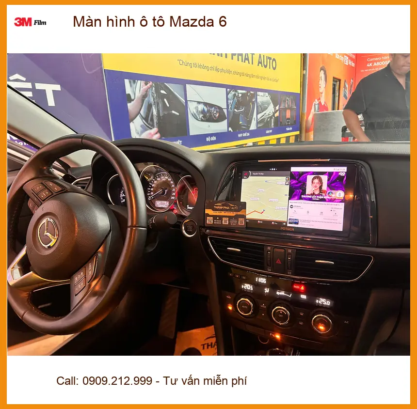 Anh Minh lắp Màn hình ô tô Mazda 6 tại Quận Tân Bình để xem bản đồ tiện hơn ảnh thực tế 2