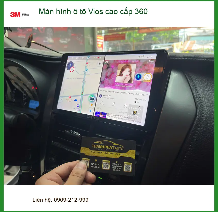 Chị Vân nâng cấp màn hình ô tô Vios 360 tại Quận Thủ Đức để an tâm lái xe