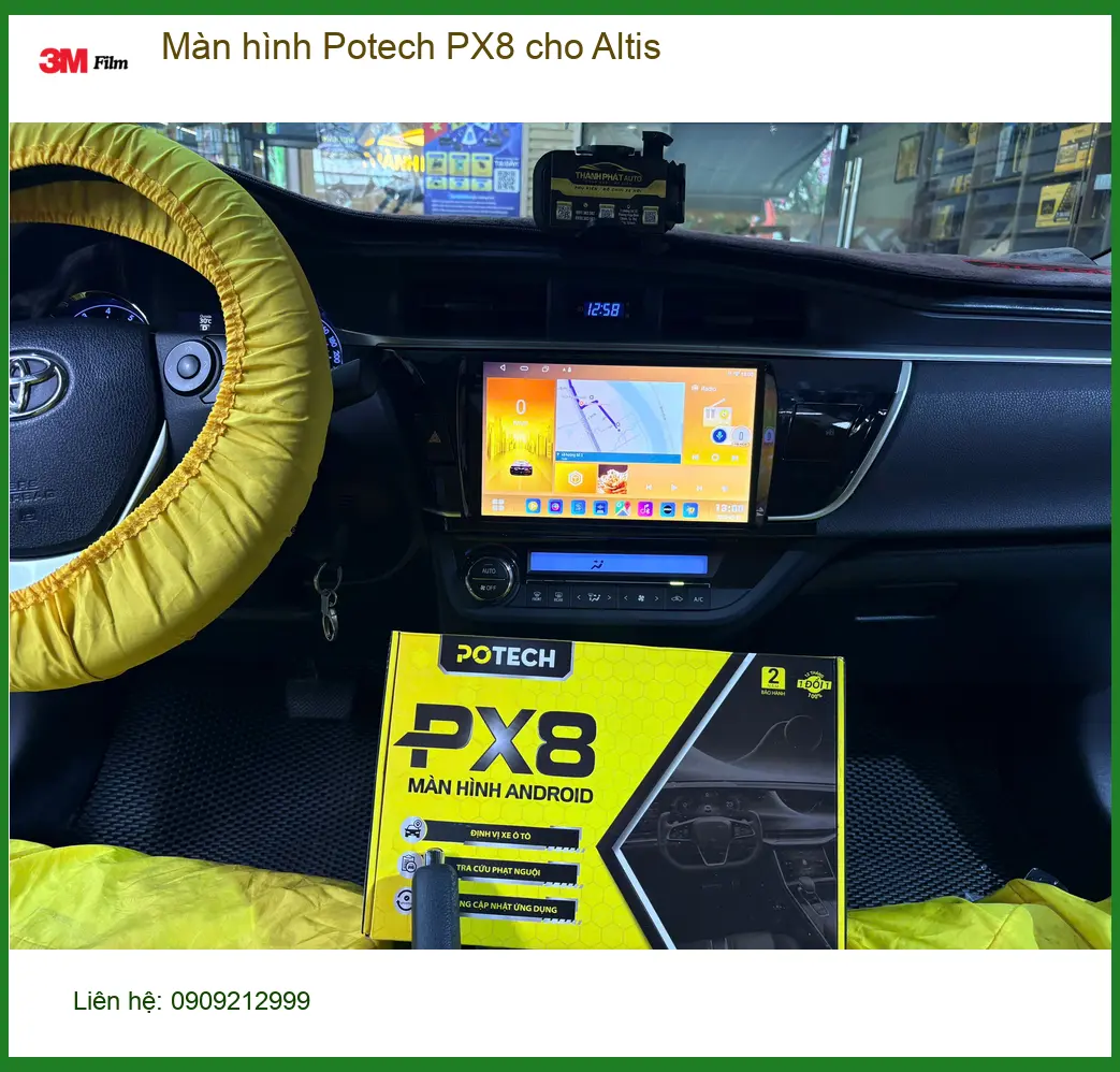 Anh Cường lắp Màn hình Potech PX8 cho Altis tại Quận 4 vì màn zin cũ quá chậm