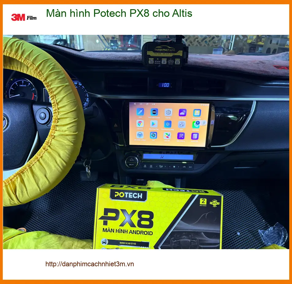 Anh Cường lắp Màn hình Potech PX8 cho Altis tại Quận 4 vì màn zin cũ quá chậm ảnh thực tế 2