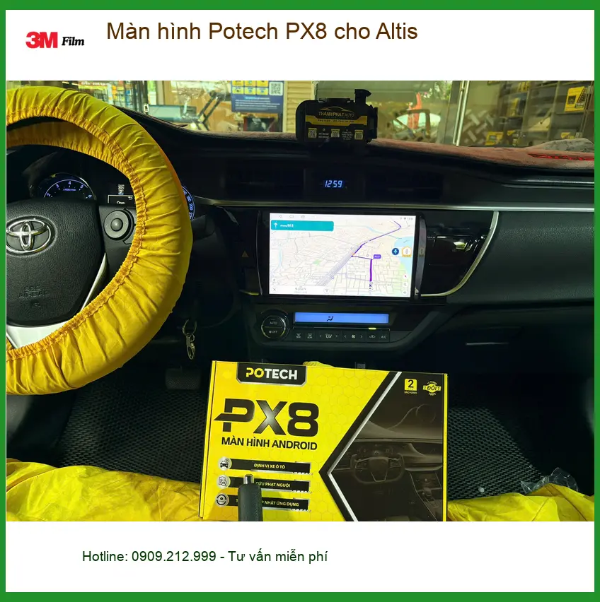 Anh Cường lắp Màn hình Potech PX8 cho Altis tại Quận 4 vì màn zin cũ quá chậm ảnh thực tế 3