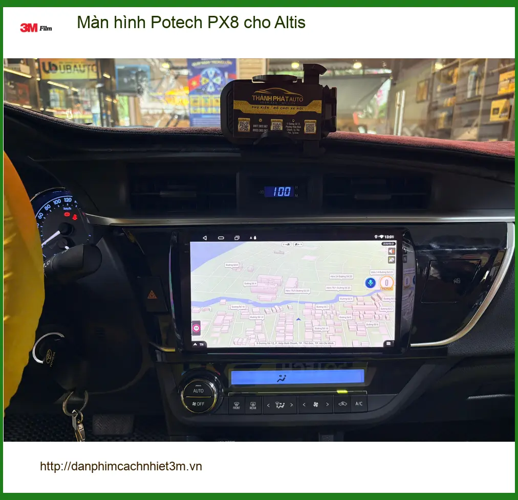 Chú Minh lắp màn hình Potech PX8 cho Altis tại Hóc Môn vì màn zin quá hạn chế tính năng