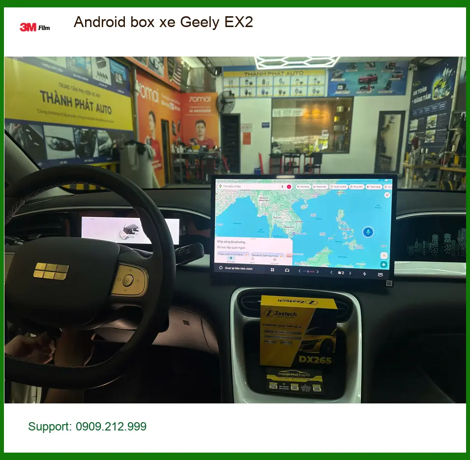 Anh Duy lắp Android box xe Geely EX2 tại Quận Gò Vấp để giải trí trên đường dài ảnh thực tế 2