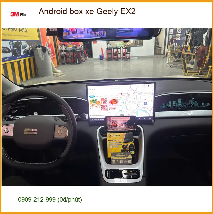 Anh Duy lắp Android box xe Geely EX2 tại Quận Gò Vấp để giải trí trên đường dài ảnh thực tế 3