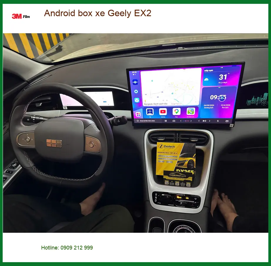 Anh Duy lắp Android box xe Geely EX2 tại Quận Gò Vấp để giải trí trên đường dài ảnh thực tế 4
