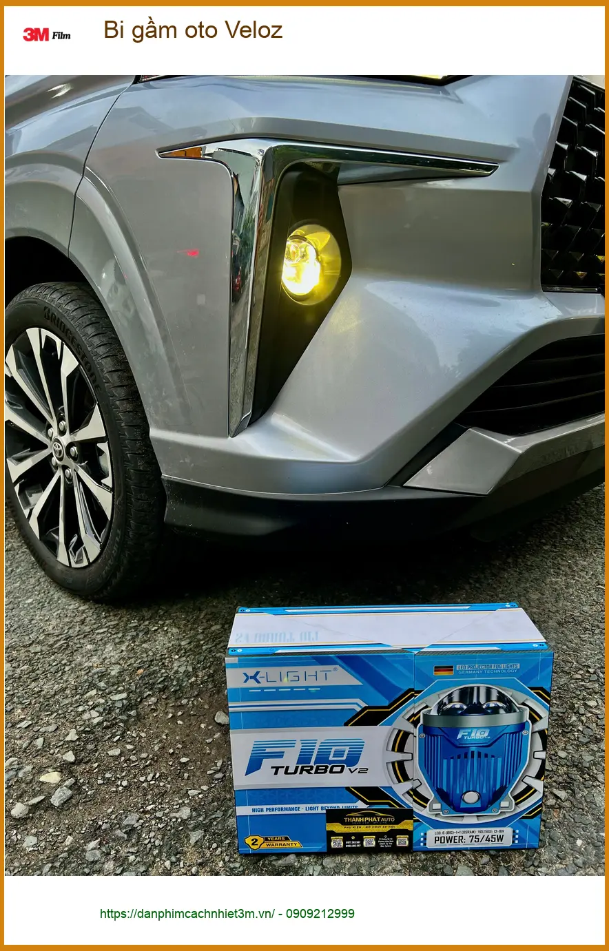Chị Thảo lắp bi gầm cho Veloz ở Quận Thủ Đức để cải thiện tầm nhìn tối