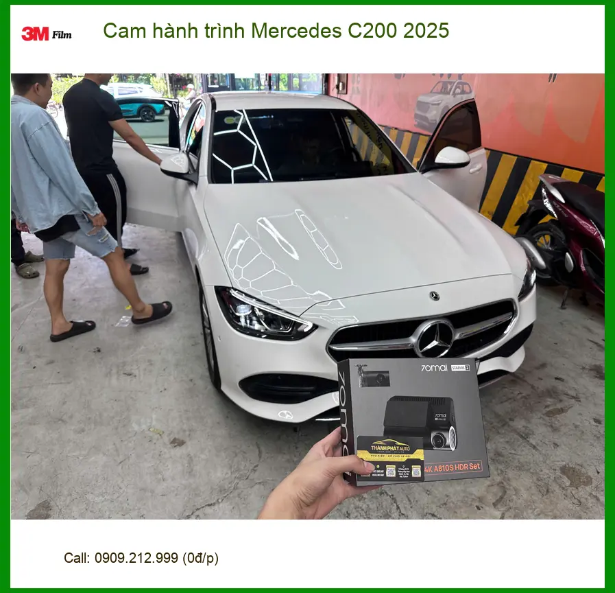 Chú Phước lắp cam hành trình Mercedes C200 2025 tại Quận 12 để an tâm lái xe