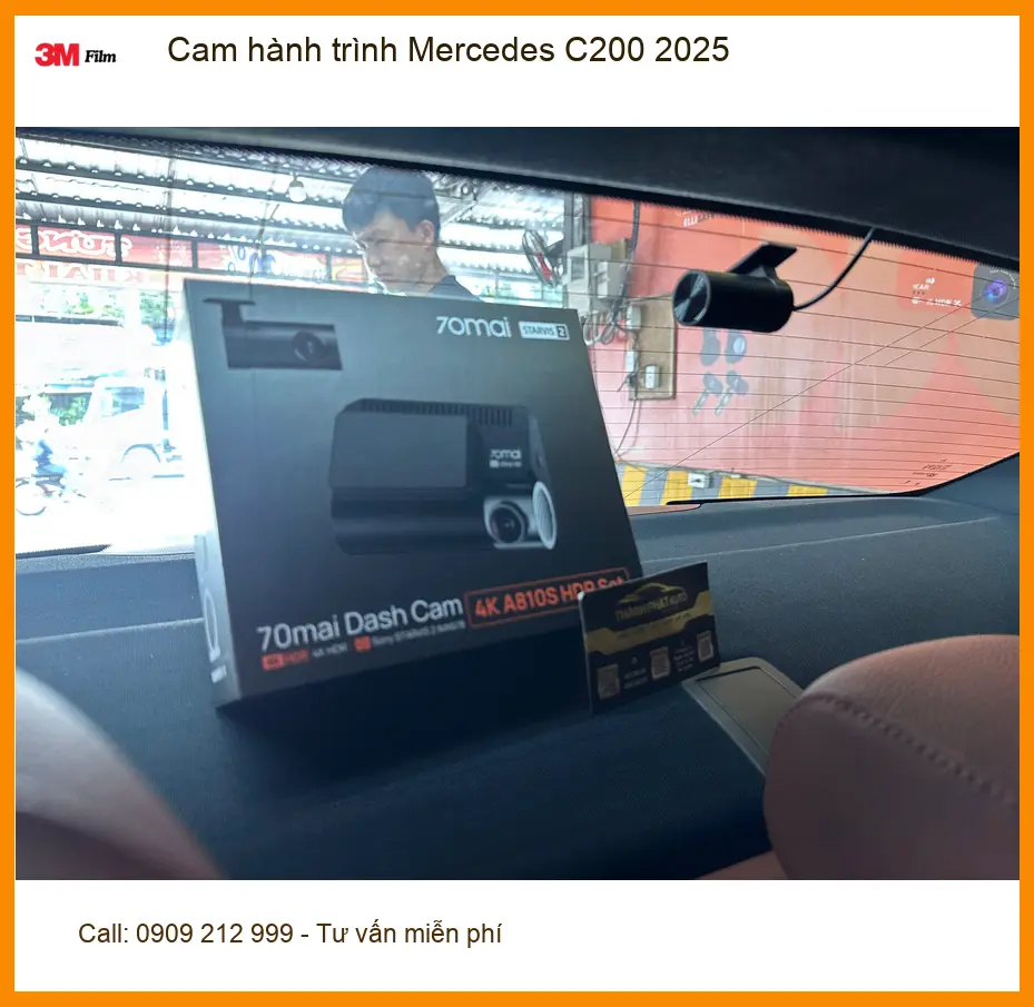 Chú Phước lắp cam hành trình Mercedes C200 2025 tại Quận 12 để an tâm lái xe ảnh thực tế 2