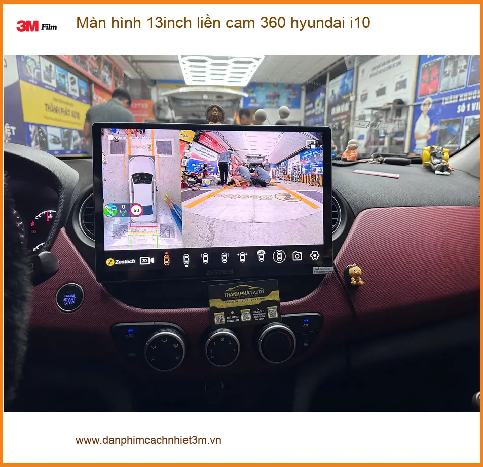 Anh Thọ lắp màn hình 13inch liền cam 360 Hyundai i10 tại Quận 12 để lái xe an toàn ảnh thực tế 3