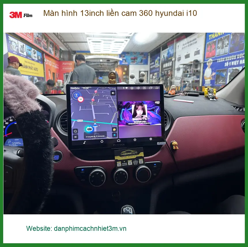Anh Thọ lắp màn hình 13inch liền cam 360 Hyundai i10 tại Quận 12 để lái xe an toàn ảnh thực tế 4