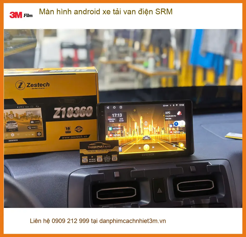 Anh Thành lắp màn hình Android cho xe tải van điện SRM tại Quận 12.