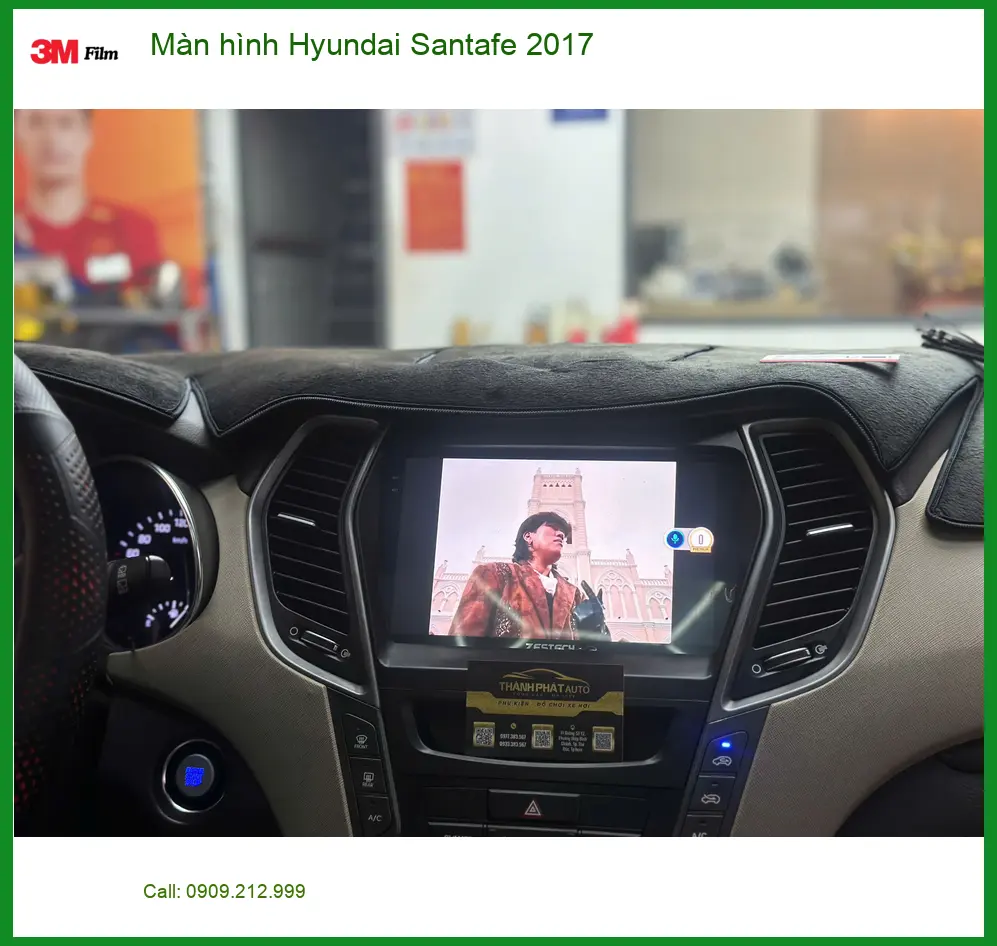 Anh Duy lắp màn hình Hyundai Santafe 2017 tại Quận 12 vì màn zin chậm chạp ảnh thực tế 3