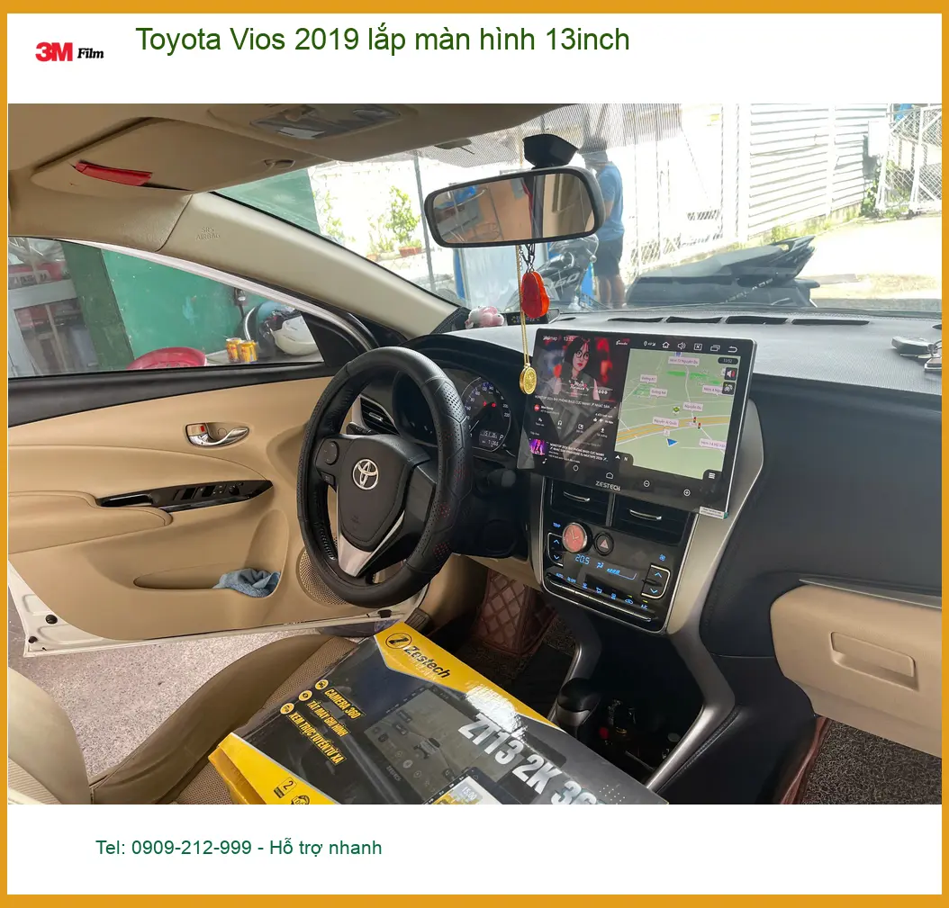 Anh Kiên nâng cấp màn hình 13inch cho Toyota Vios 2019 tại Quận 9