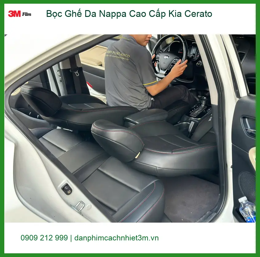 Anh Cường bọc ghế da Nappa cao cấp Kia Cerato tại Quận 12 cho không gian sang trọng hơn ảnh thực tế 2
