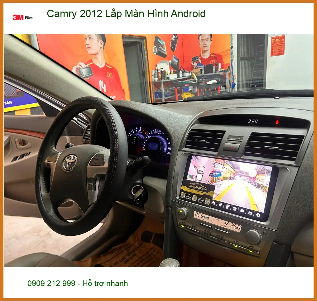 Anh Quang lắp màn hình Android cho Camry 2012 tại Quận 12 do màn zin lỗi thời ảnh thực tế 4