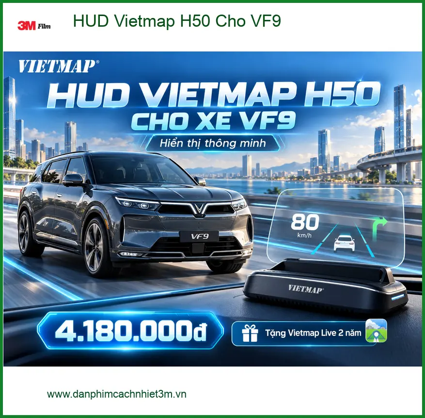 Địa chỉ lắp HUD Vietmap H50 cho VF9 chính hãng tại Quận Thủ Đức ảnh thực tế 2