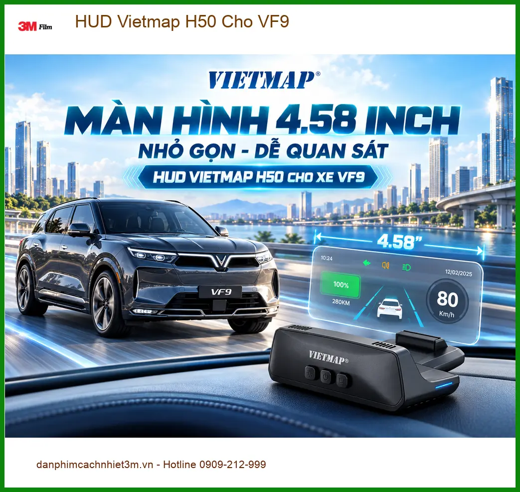 Địa chỉ lắp HUD Vietmap H50 cho VF9 chính hãng tại Quận Thủ Đức ảnh thực tế 3