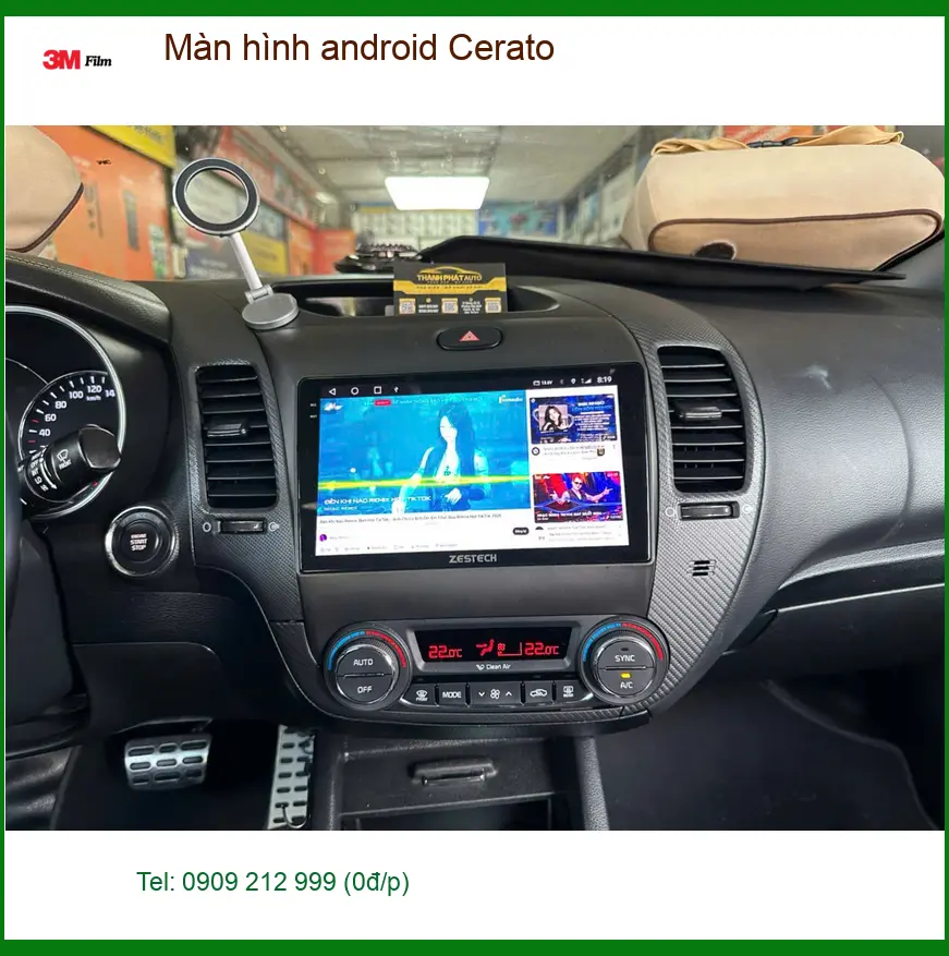 Chị Hương Giang lắp màn hình Android Kia Cerato Quận 12 vì màn zin thiếu tính năng giải trí
