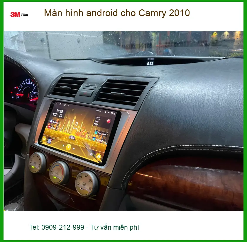 Anh Tấn lắp màn hình Android cho Camry 2010 tại Quận 9 vì màn zin cũ, thiếu tính năng ảnh thực tế 2