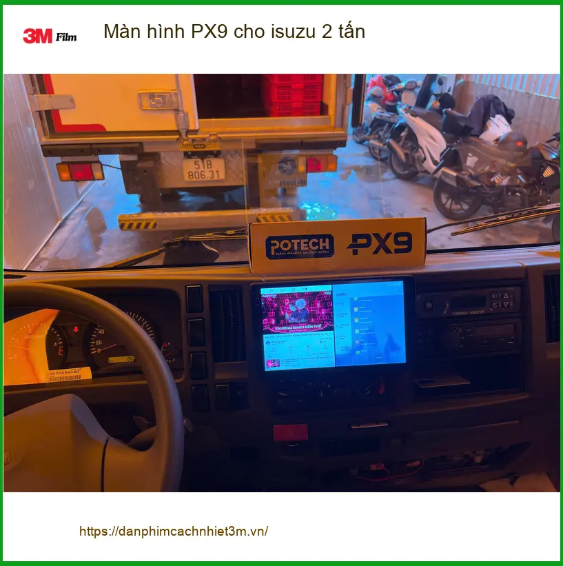 Chú Tấn lắp Màn hình PX9 cho Isuzu 2 tấn tại Quận 9 để xem bản đồ và giải trí ảnh thực tế 4