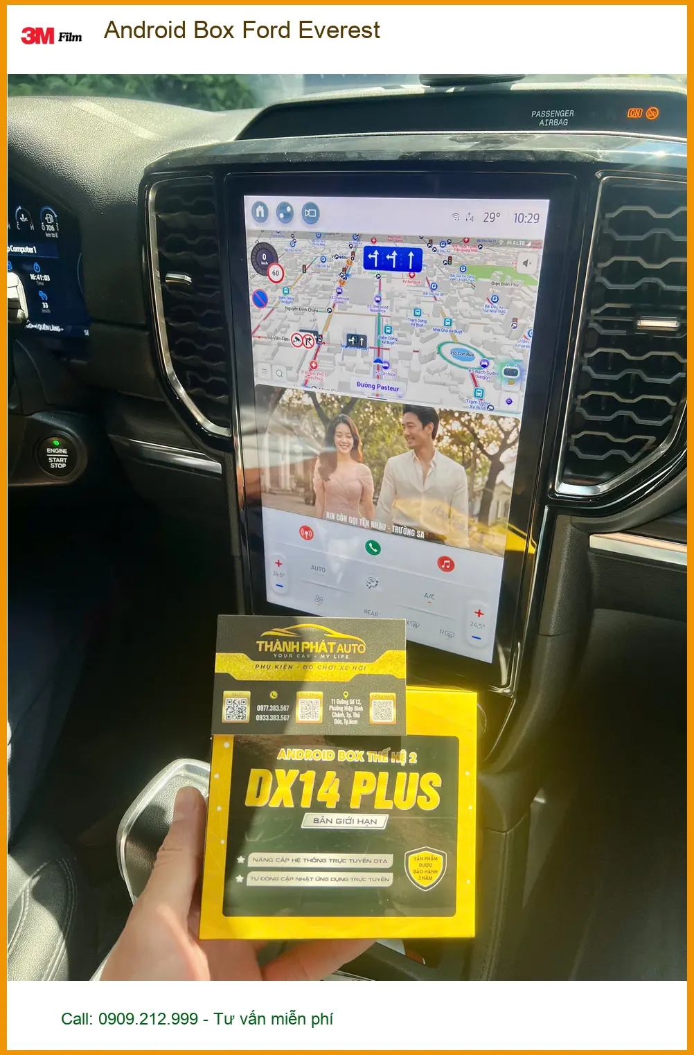 Anh Dũng lắp Android Box Ford Everest tại Quận Thủ Đức để màn hình zin thành smart TV ảnh thực tế 3