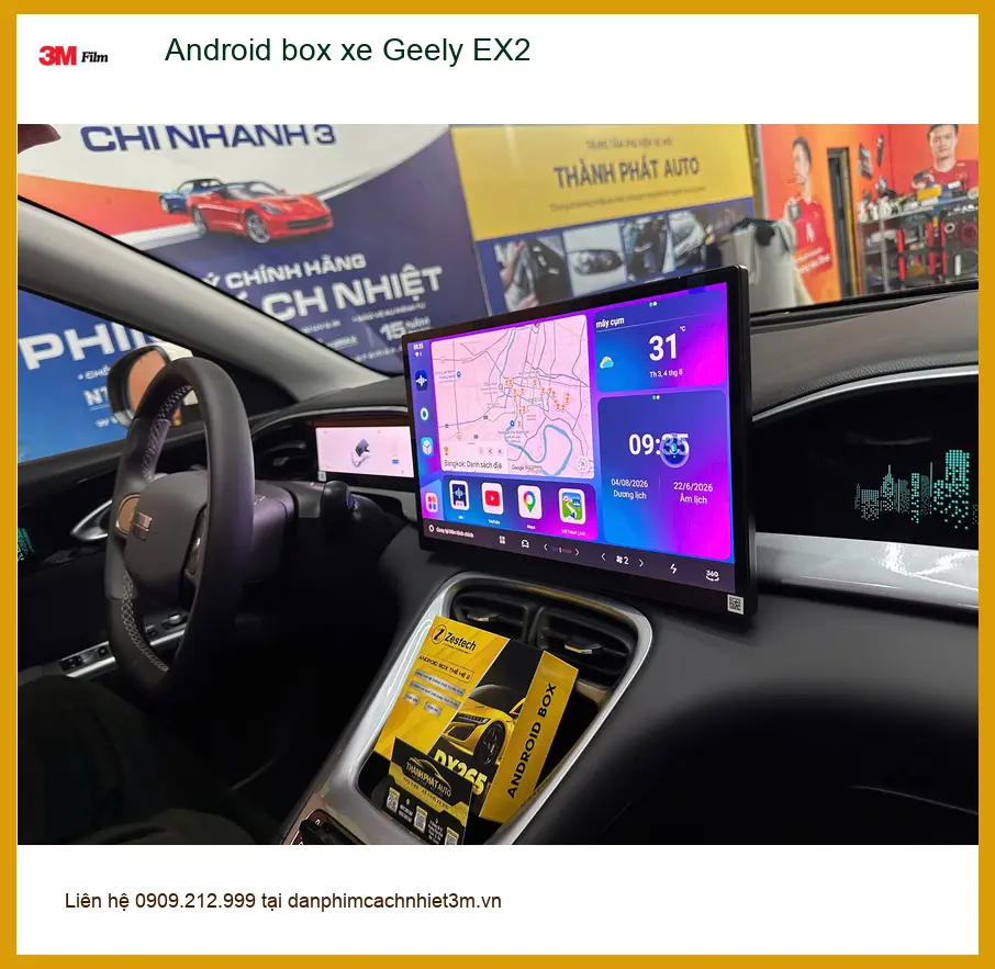 Chị Thuỷ lắp Android box xe Geely EX2 Quận 3 để chuyến đi thêm tiện lợi ảnh thực tế 2
