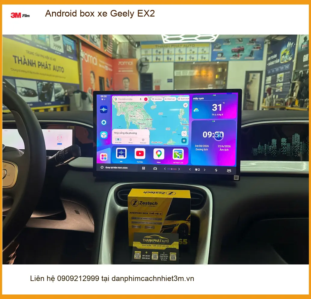 Chị Thuỷ lắp Android box xe Geely EX2 Quận 3 để chuyến đi thêm tiện lợi ảnh thực tế 3