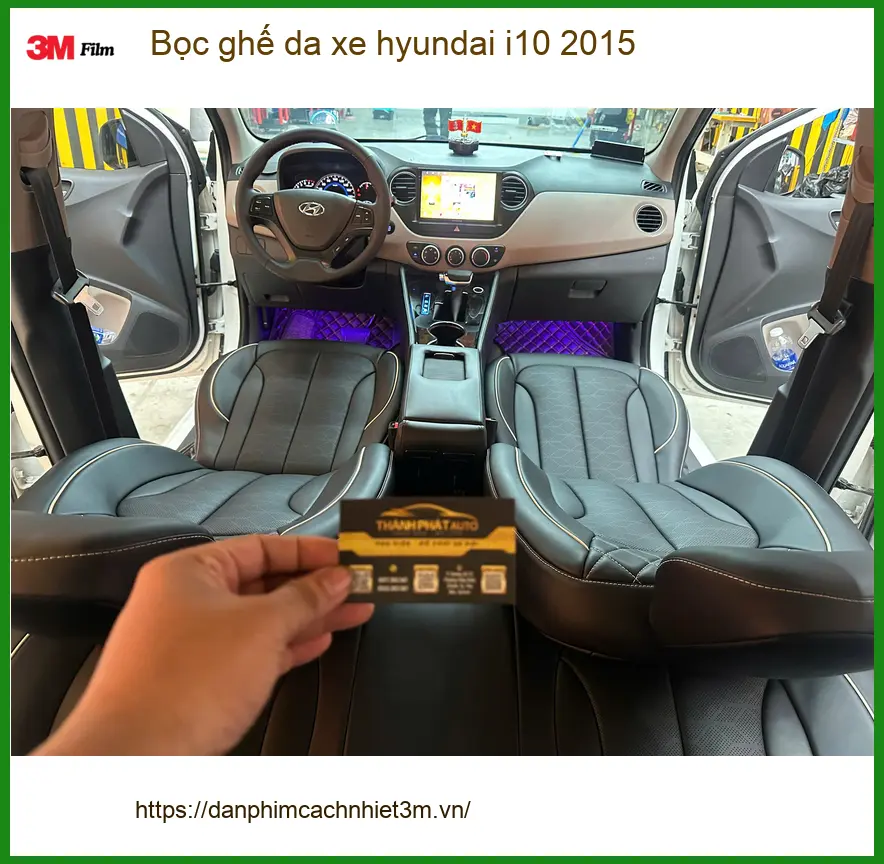 Anh Tuấn Kiệt bọc ghế da cho Hyundai i10 2015 tại Cần Giờ để nâng cấp nội thất xe ảnh thực tế 3