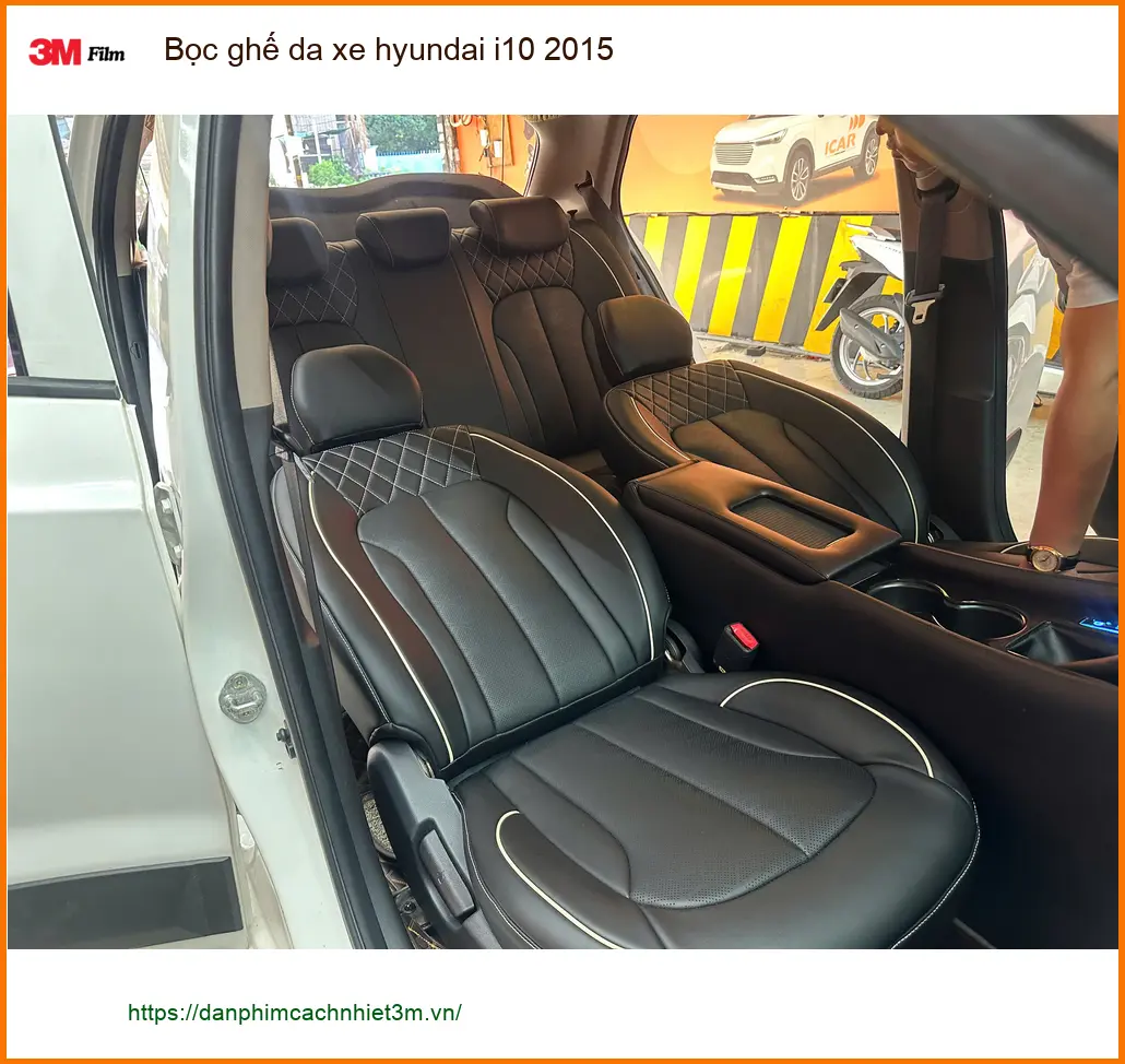 Anh Tuấn Kiệt bọc ghế da cho Hyundai i10 2015 tại Cần Giờ để nâng cấp nội thất xe ảnh thực tế 4