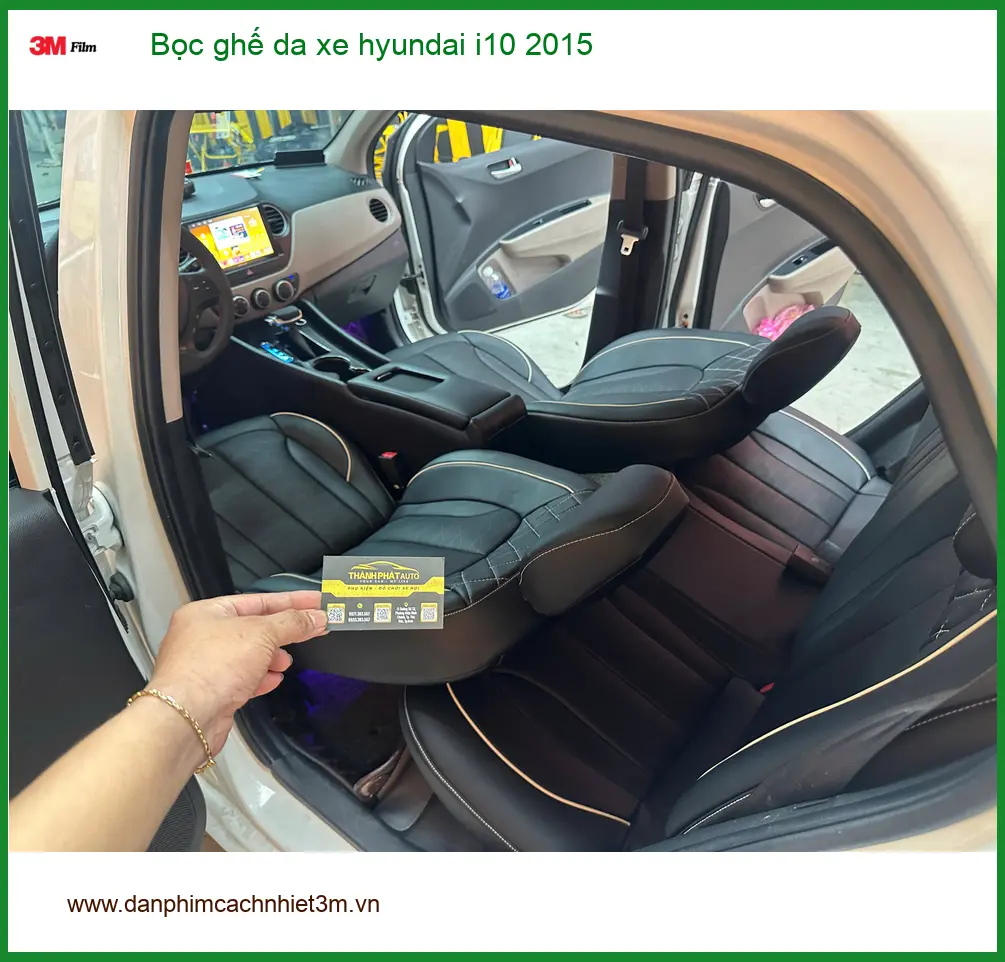 Anh Tùng bọc ghế da xe Hyundai i10 2015 tại Quận 5 để nâng tầm nội thất ảnh thực tế 2