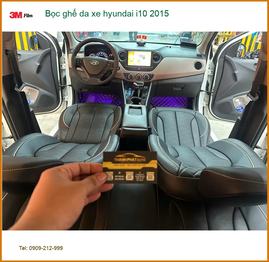 Anh Nam bọc ghế da xe Hyundai i10 2015 tại Quận 4 cho xe mới mua ảnh thực tế 2