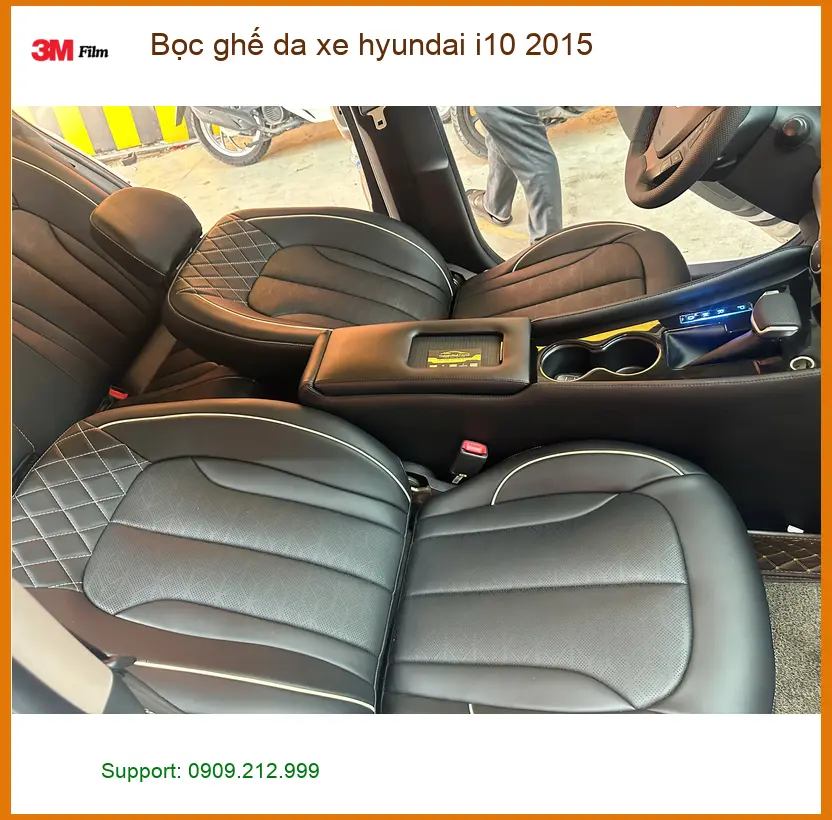 Anh Nam bọc ghế da xe Hyundai i10 2015 tại Quận 4 cho xe mới mua ảnh thực tế 4