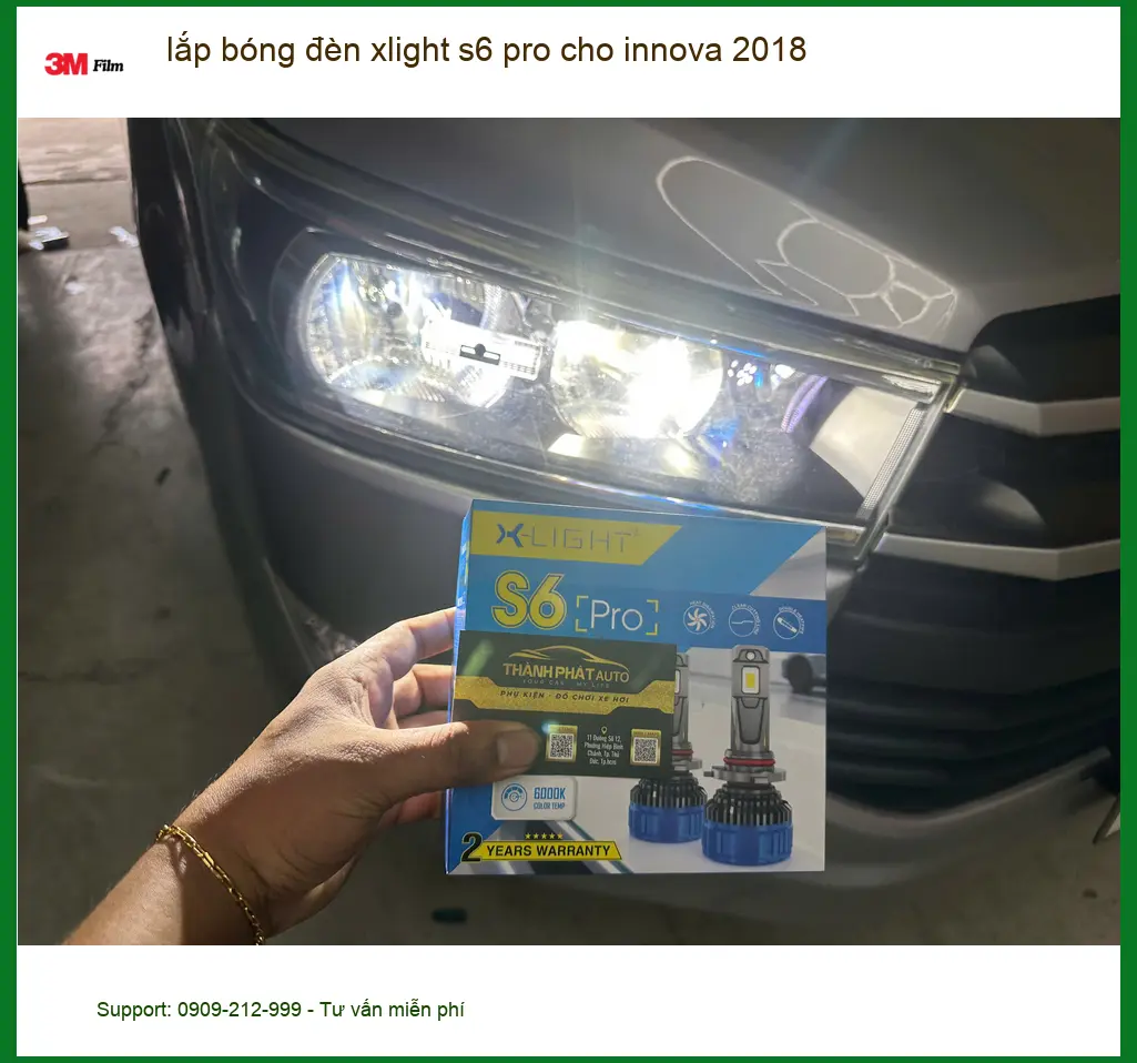 Anh Tuấn lắp đèn Xlight S6 Pro cho Innova 2018 ở Quận 1 để tăng độ sáng ảnh thực tế 4