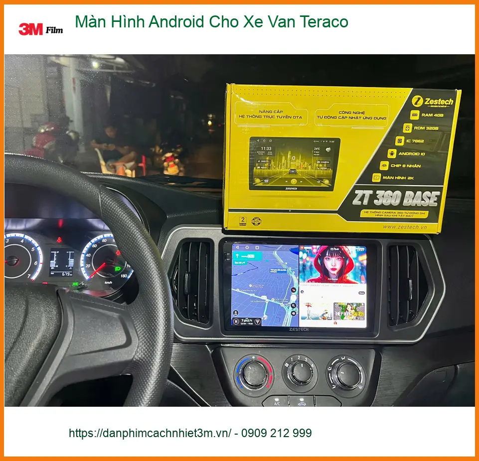 Chú Tám lắp Màn Hình Android Xe Van Teraco Quận Thủ Đức dễ xem bản đồ ảnh thực tế 4