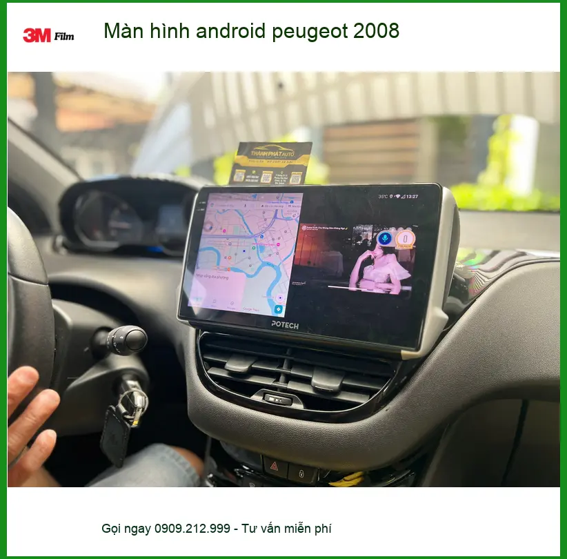 Chú Vĩnh lắp màn hình Android cho Peugeot 2008 Quận 8 để nâng tầm giải trí