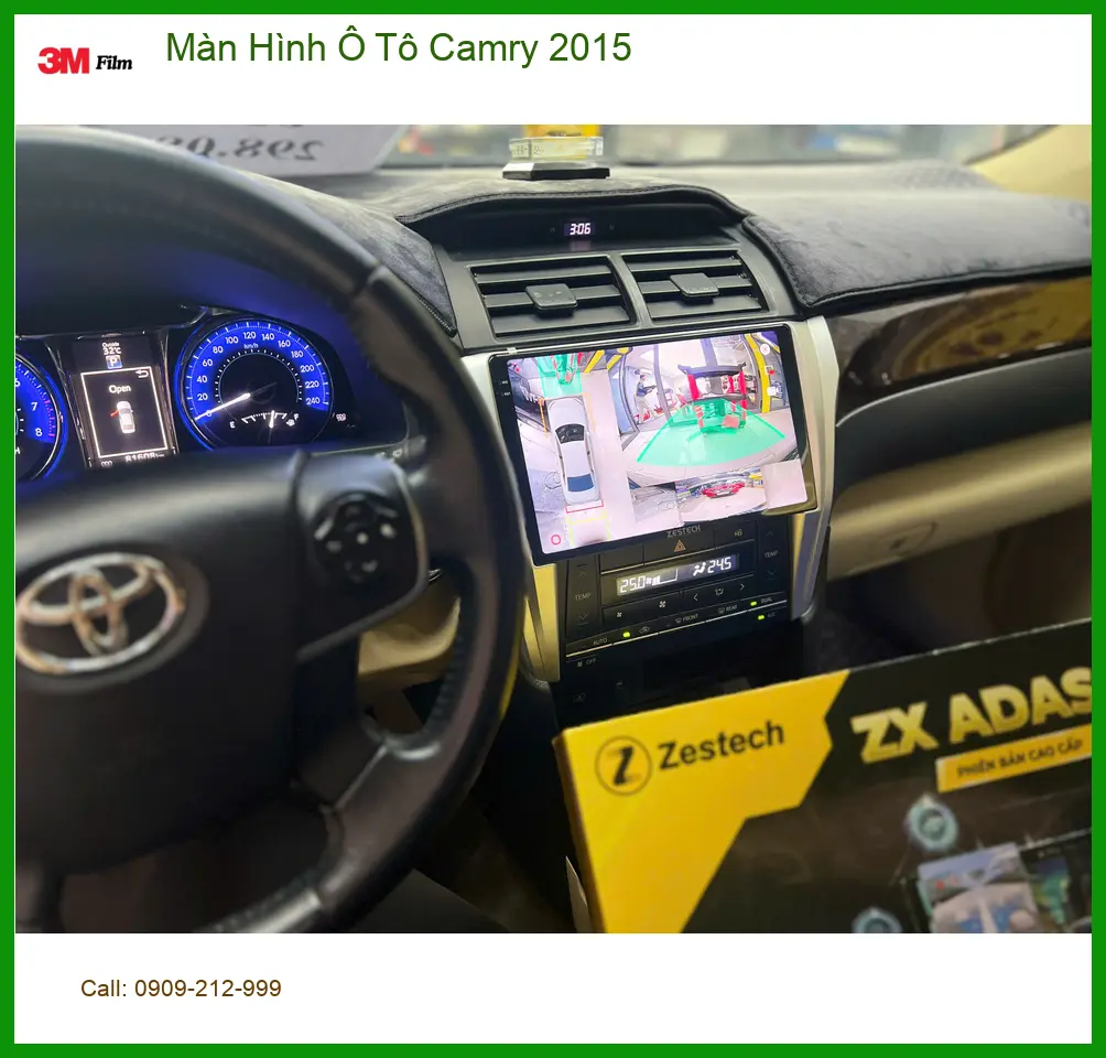 Chú Minh nâng cấp màn hình ô tô cho Camry 2015 tại Quận 9 vì màn zin quá cũ ảnh thực tế 2