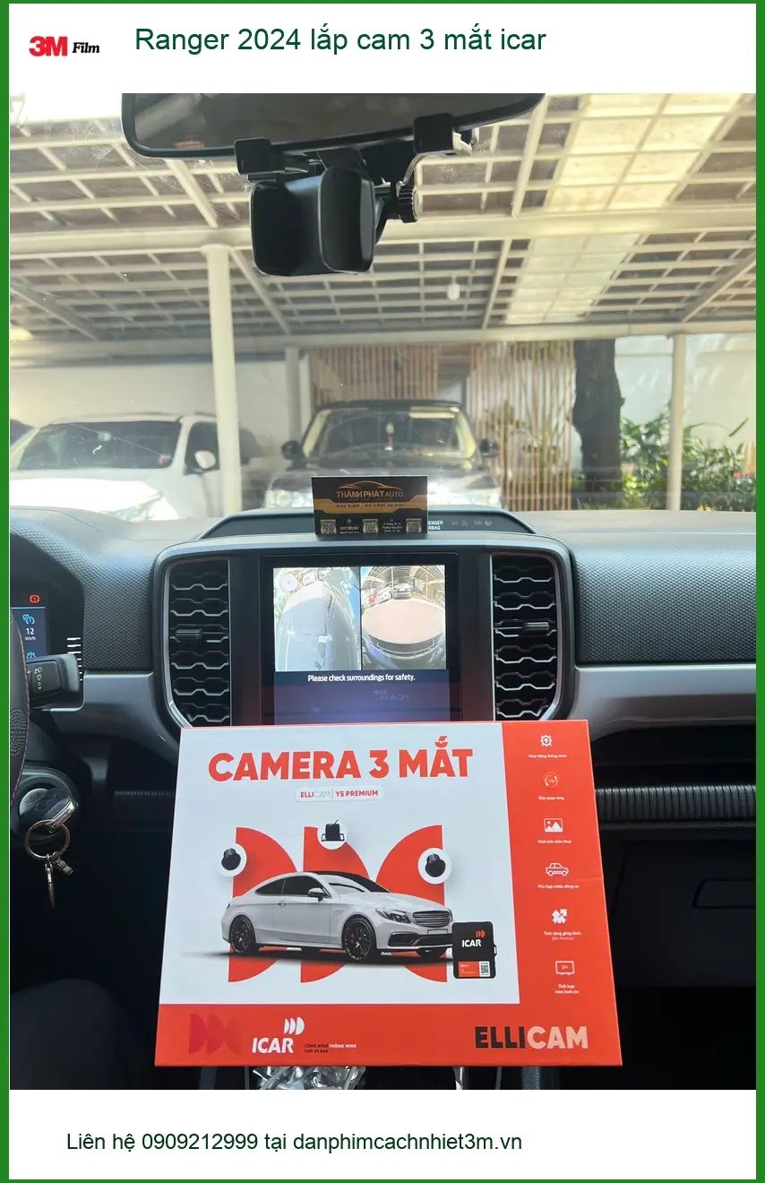 Anh Dũng lắp cam 3 mắt ICAR cho Ford Ranger 2024 tại Quận 9 để đỗ xe an toàn hơn